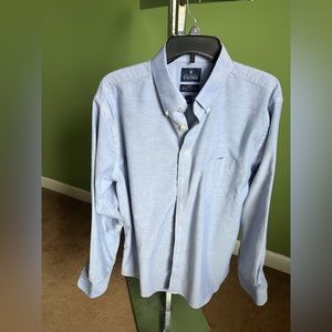 Used Good Condition Stafford Blue wrinkle free OCBD cotton/poly size 17